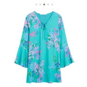 Collective Concepts Green and Purple Floral Dress Medium